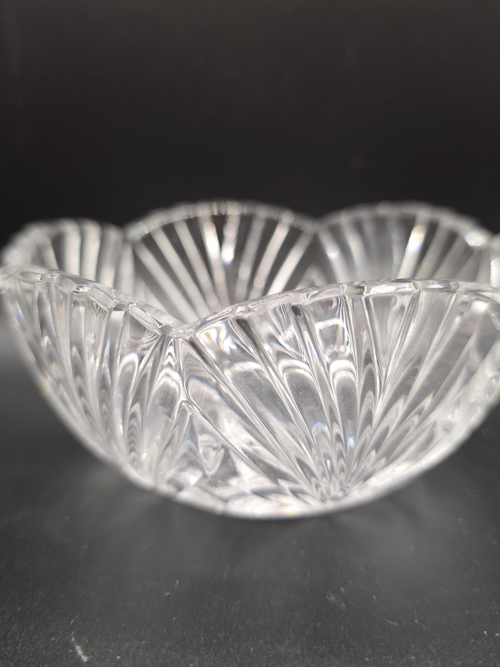 Vintage Noritake Crystal Treasury Fan Shell Bowl West Germany Heavy Lead Crystal